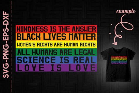 Download Free Kindness Is The Answer Love Is Love LGBT Cut Images